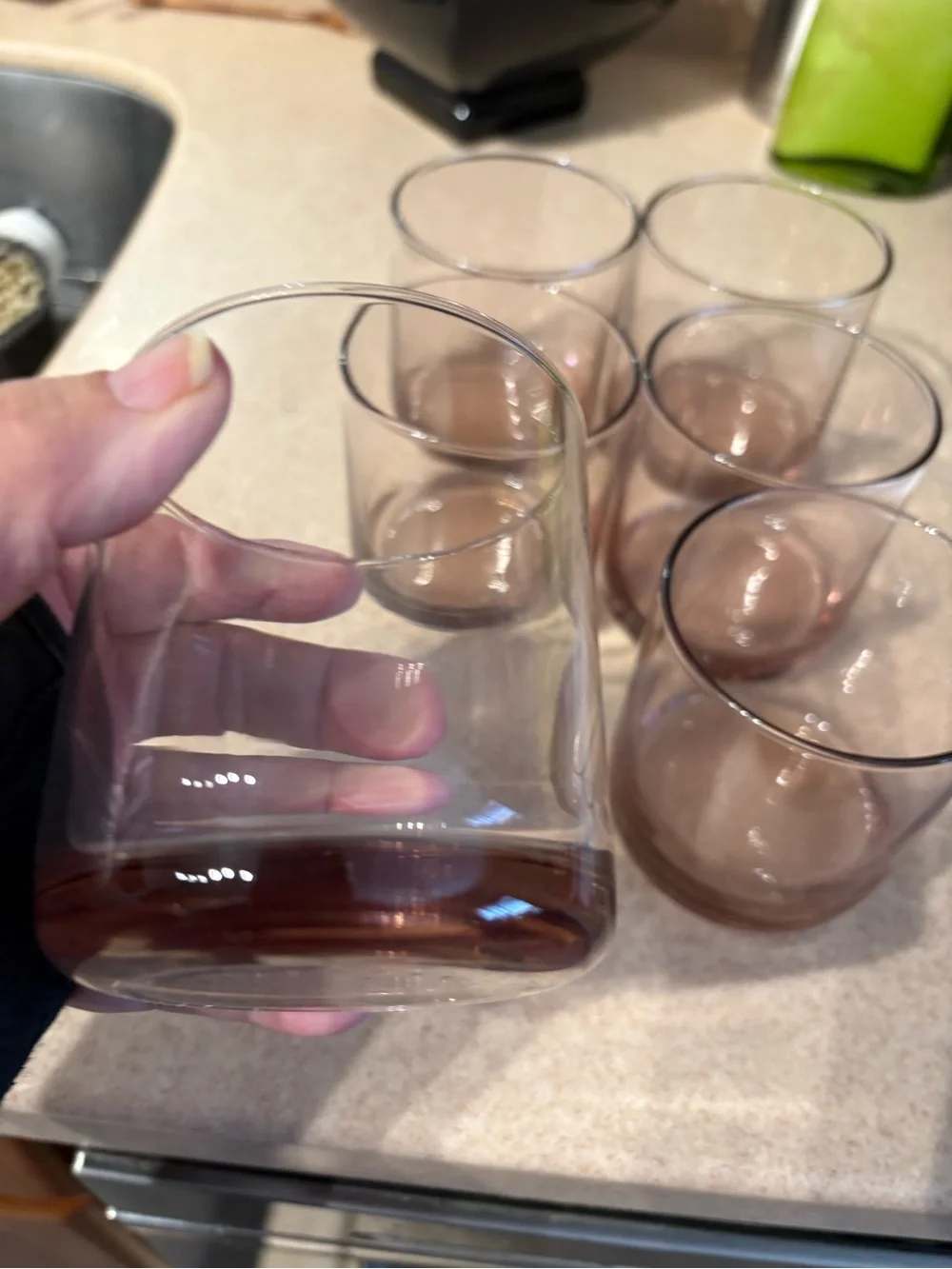 Vintage Libbey set of 6 Metropolitan short rocks pink tumblers. 3.5”. Like new